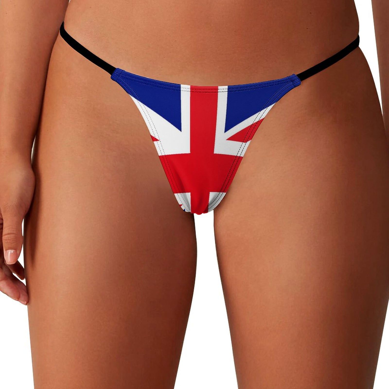 Ahdyr Women's As Pic British Flag Underwear Thongs Panties G-String Low Waist T Back