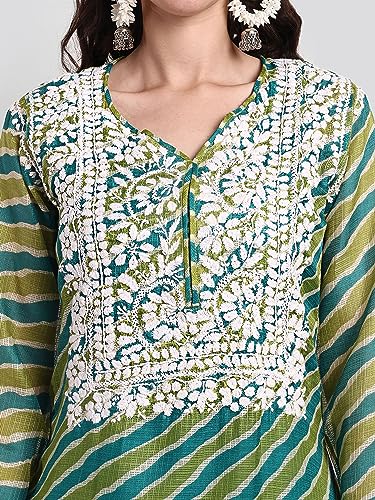 Image of Seva Chikan Hand Embroidered Chikankari Kota Lucknowi Kurti Kurta with Slip SCL4047
