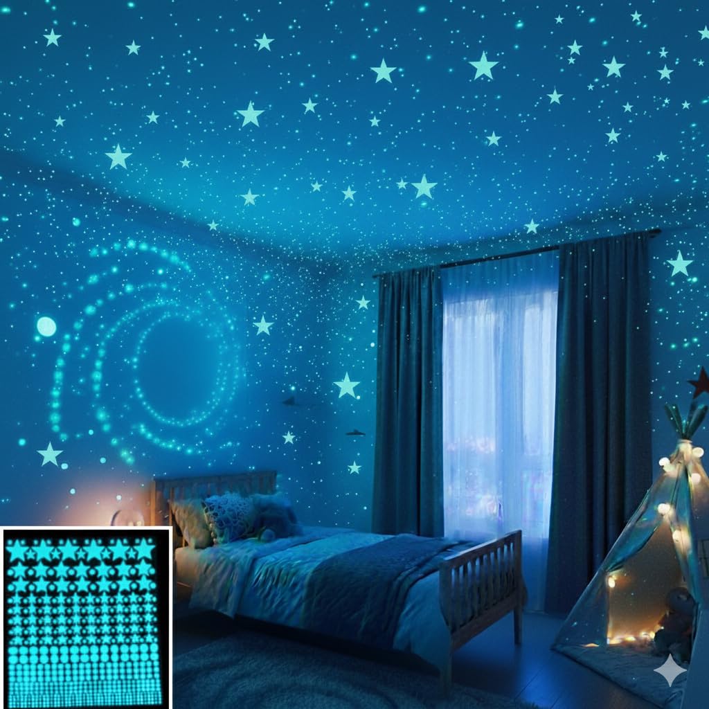 Amazon.co.jp: LUMOSX 暗闇で光る星 天井用 - 525枚 ボーナスムーン