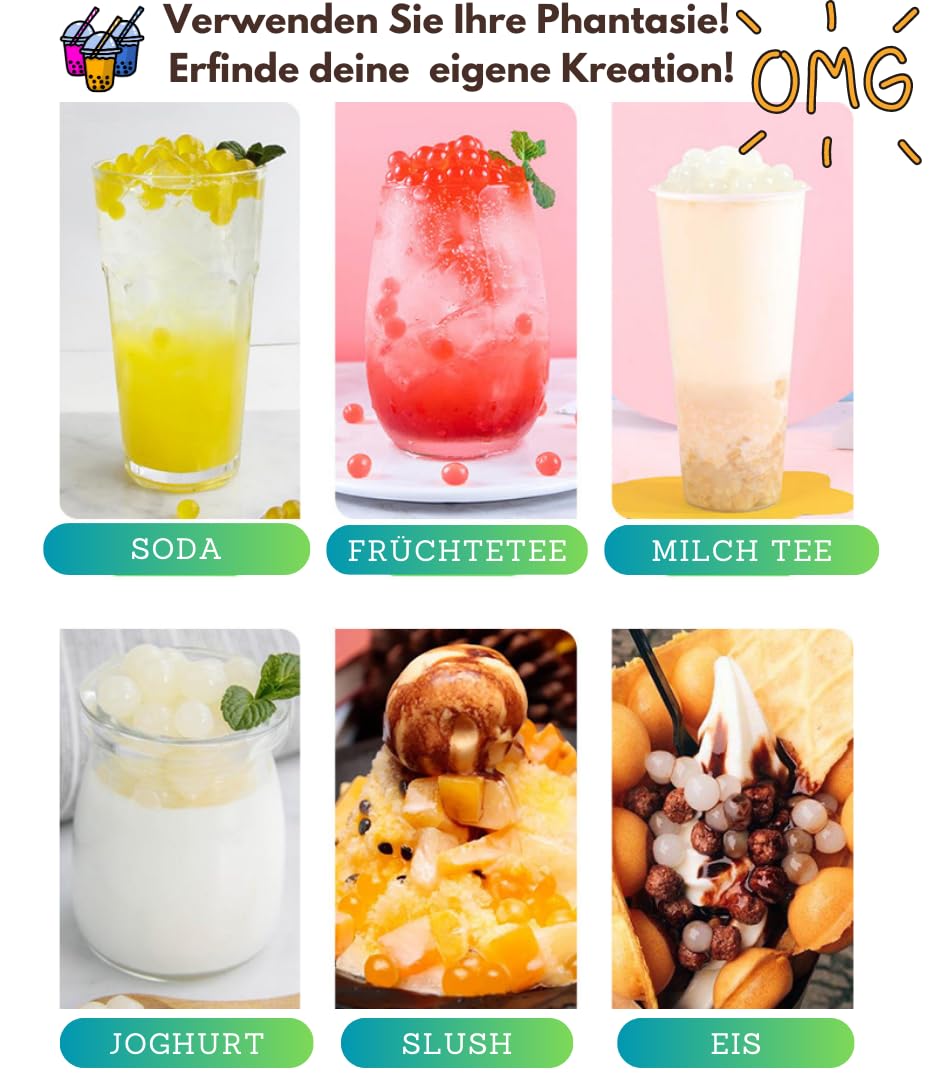 3KG Bubble Tea Perlen Apfel - Bubbletea Boba Perlen Set -Super Ideen zum selber machen und fantastische Boba Partys