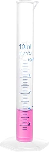uxcell Cilindro graduado de plástico, cilindro de medición de 0.3fl oz, vasos de tubo de prueba científica, marcado métrico de 2 caras, base