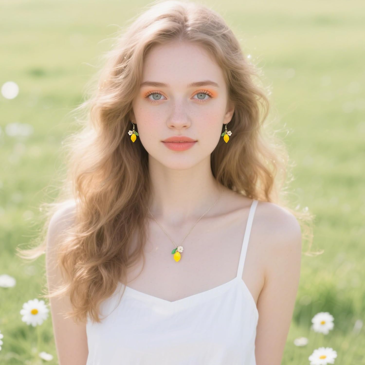 Cute Fruit Jewelry Set with Lemon Necklace and Earrings, Lightweight Fruit Themed Jewelry for Summer Daily Wear Stylish and Refreshing Accessories for Women, Premium Gifts on Anniversary Birthday - Image 6