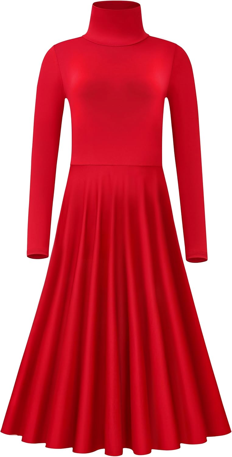 MOLLDAN Long Sleeve Praise Dance Dress for Women Liturgical Church Worship Fit Full Length,Breathable Lined