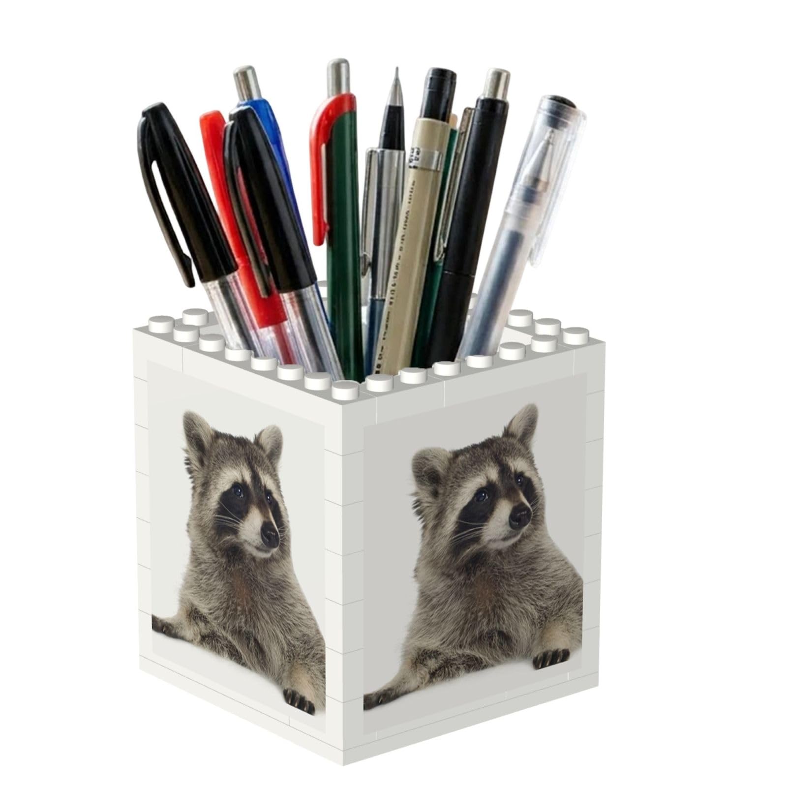 Poadnly Hairy Raccoon, Pen Pot Pencil Holder for Office Home School, Compact Desk Organiser for Office Stationery
