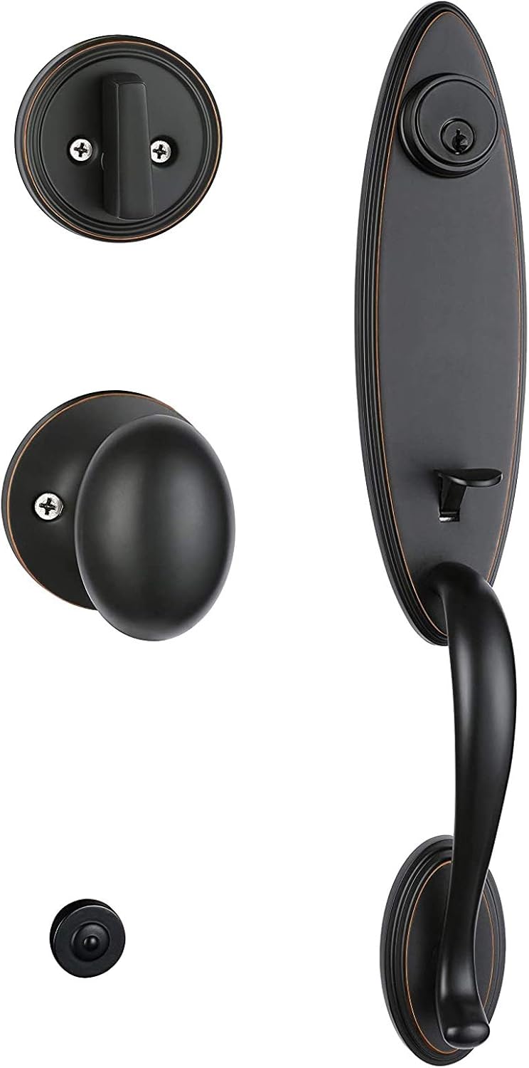 Black Friday Clearance Key Alike Entry Lock Hardware Oil Rubbed Bronze Double Door Handleset Exterior Handle with Interior Oval Round Knob and Deadbolt Door Hardware2006-10B-SET (Keyed Entry Handleset) Get Special Price Key Alike Entry Lock Hardware Oil Rubbed Bronze Double Door Handleset Exterior Handle with Interior Oval Round Knob and Deadbolt Door Hardware2006-10B-SET (Keyed Entry Handleset)
