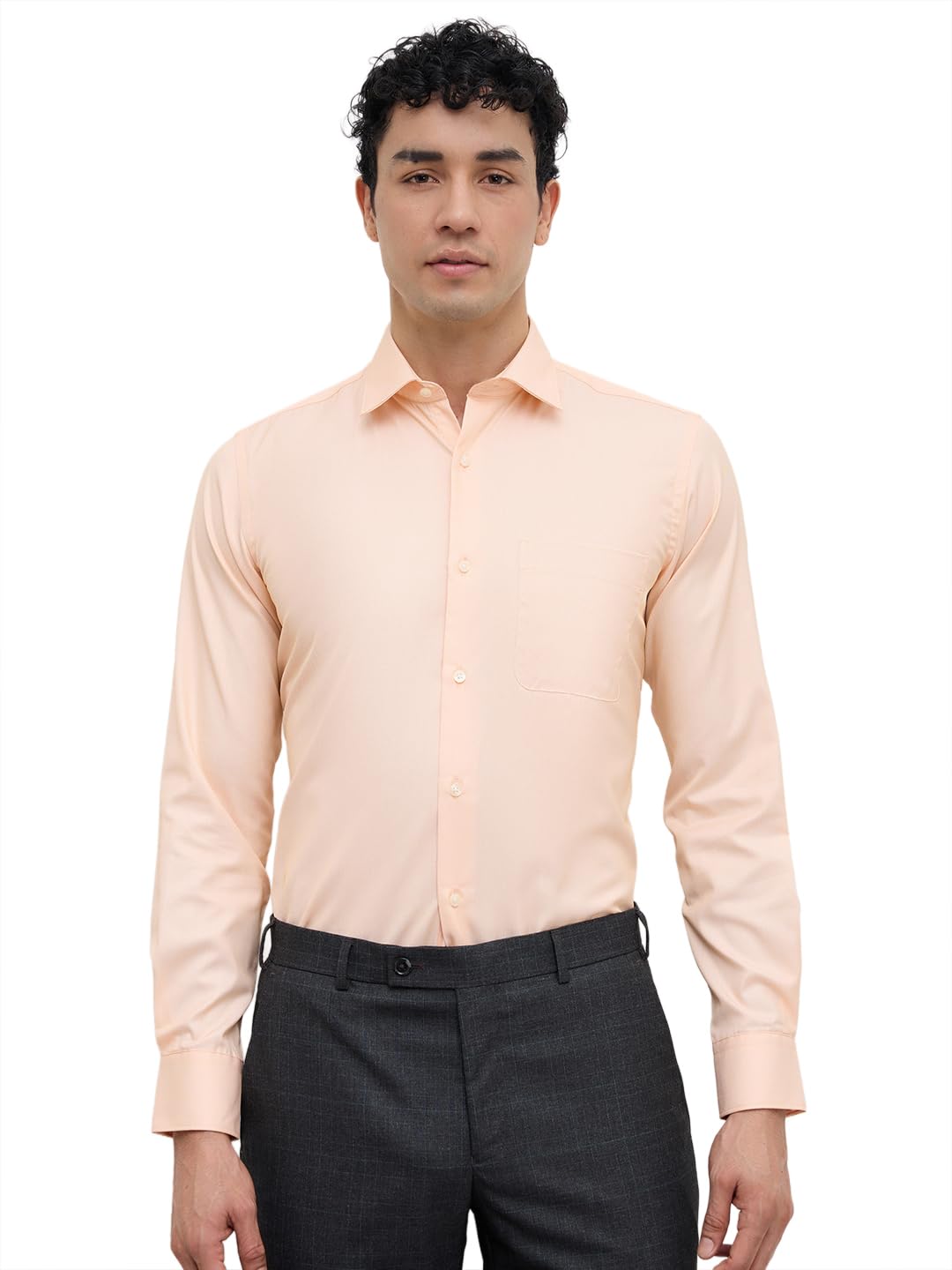 park avenue Men Modern Slim Fit Structure Pattern Cotton Polyester Blend Semi Cutaway Collar Full Sleeve Formal Shirt-picture-15