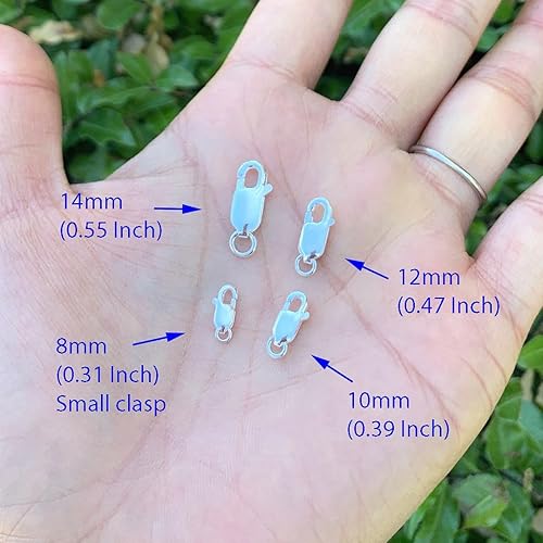 Miniatura 3 de Adabele - 10 unidades de plata esterlina auténtica de 0.394 in (0.39 pulgadas) pequeños cierres de langosta rectangulares italianos, anillo de salto
