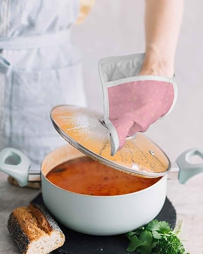 Miniatura 41 de Juego de 2 agarraderas de tela de rizo antideslizantes y aislantes de calor con bolsillo, guantes gruesos para horno, posavasos para hornear