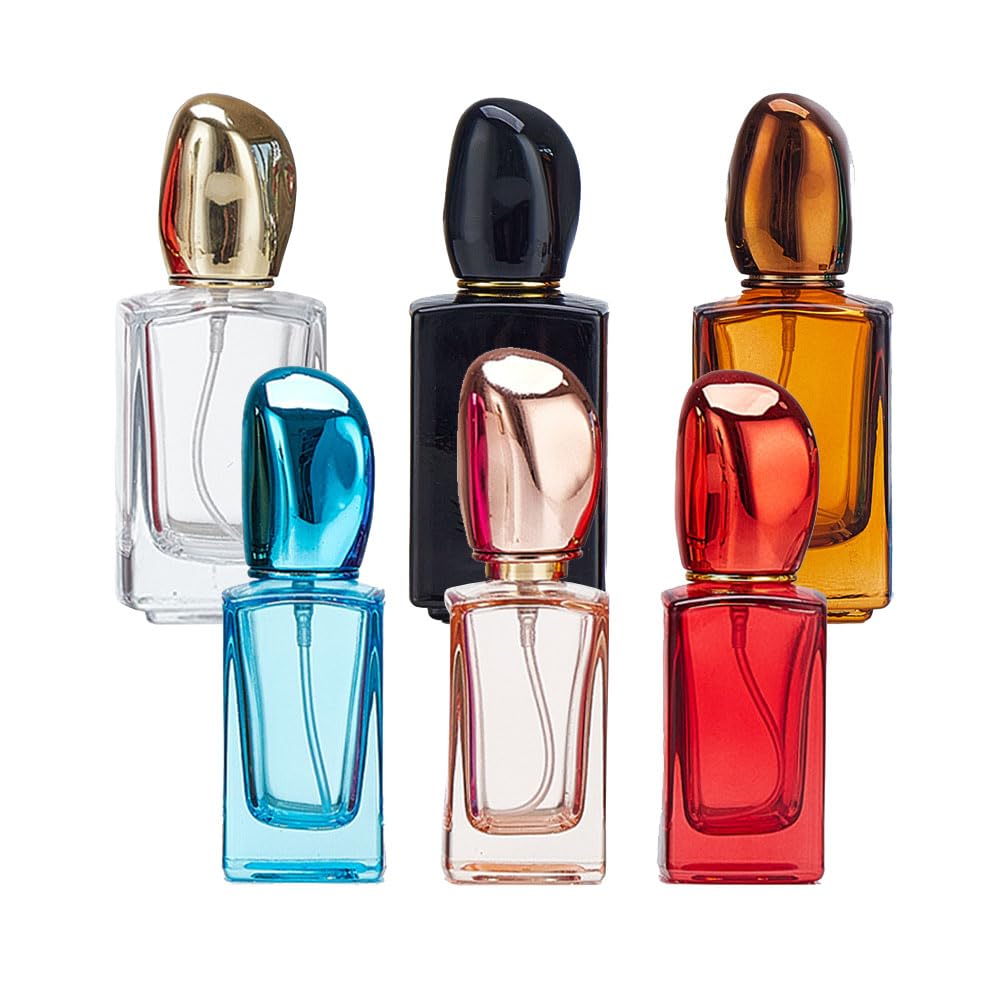 GOLDY&WENDY Tragbare Glas-Sprühflaschen für Duft, Mini-Parfüm-Reiseflaschen, leer, nachfüllbar, Parfümzerstäuber, feiner Nebel, 6 Stück