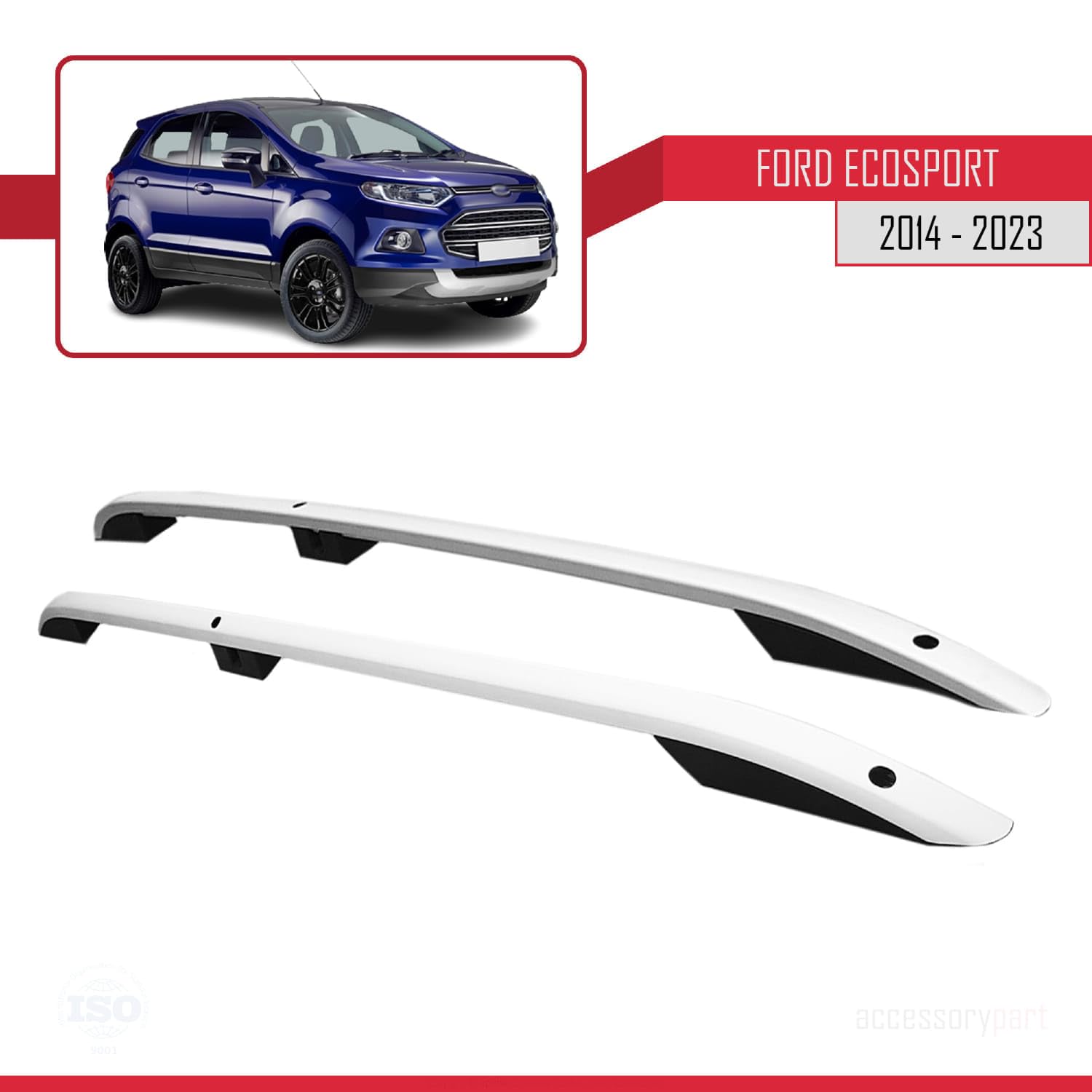 Kompatibel mit Ford EcoSport (B515) 2014-2023 (Kurzer Radstand L1/H1) Dachreling Dachträger Gepäckträger Grau