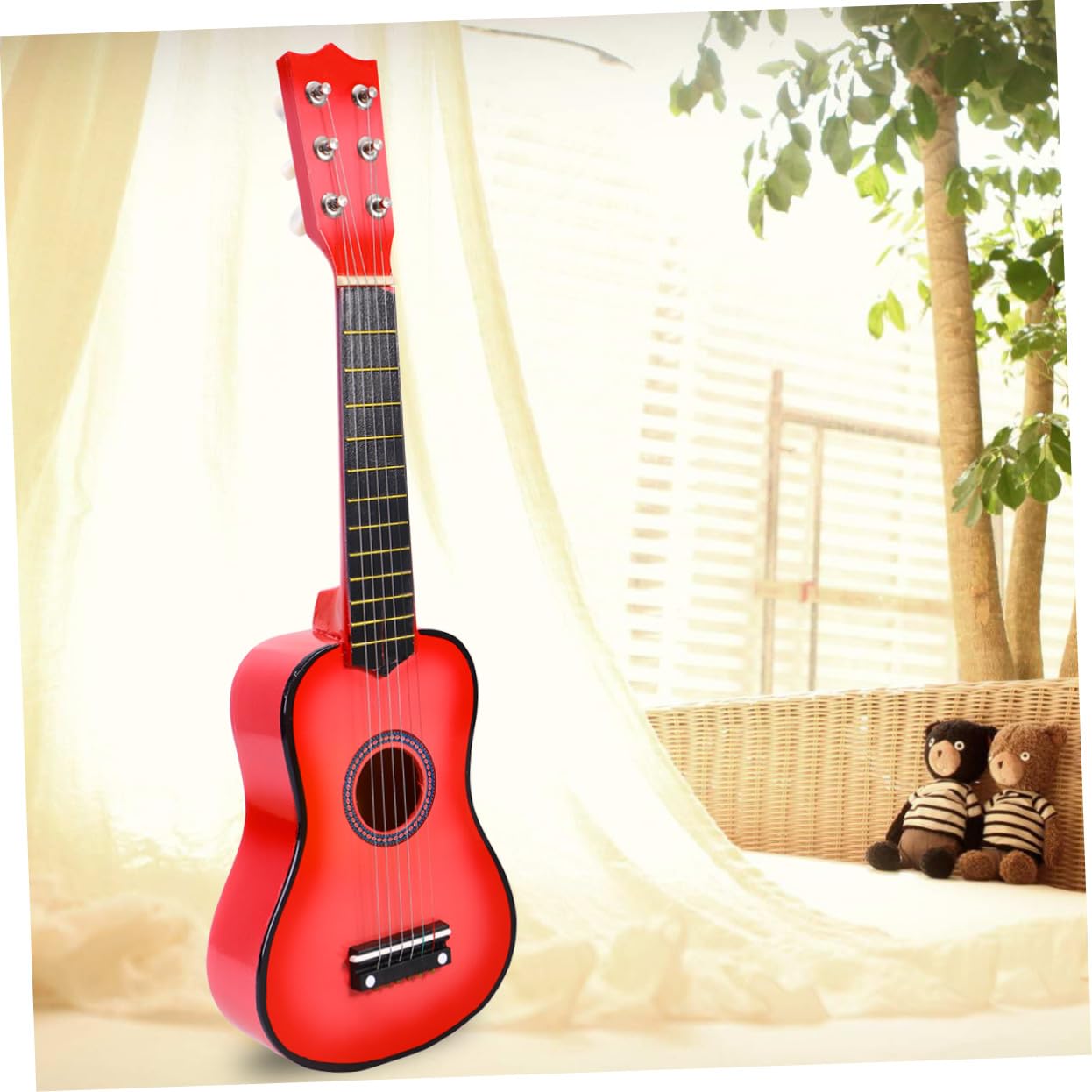 Chitarra Acustica Bambini 21 Pollici in Legno Rosa | Dimensione Portatile, Adatta a Bambini e Ragazzi, Tastiera Sottile e Corde a Bassa Altezza