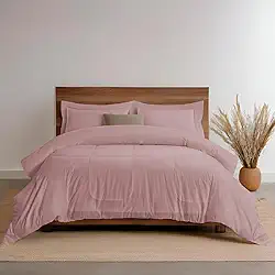 Kit Enxoval 6 Peças Edredom Dupla Face e Jogo de Cama de Elástico e Fronhas Casal Queen Casa Dona (Rose)