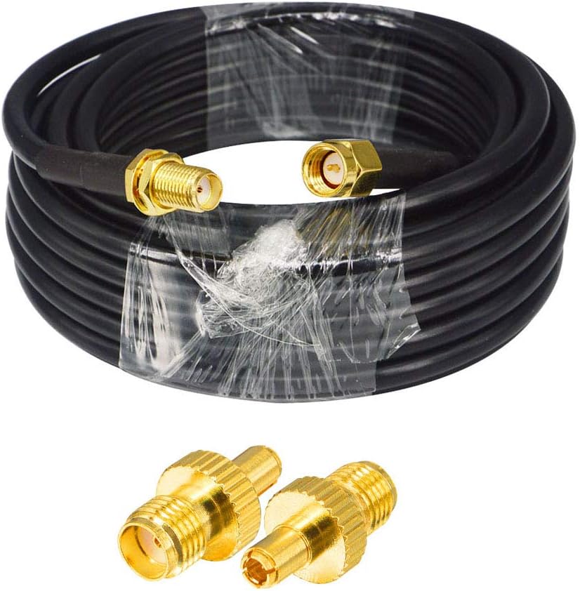 SMA Antenna Cable SMA Male to Female RG58/U 7M + 2pcs SMA to TS9 RF Adapter