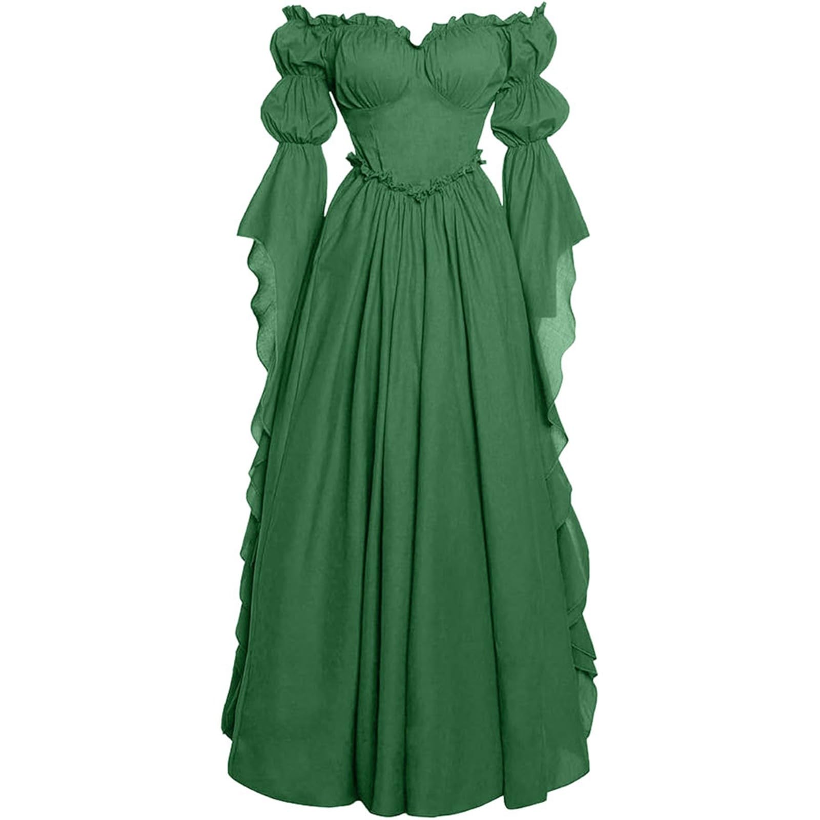 Trajes Medievales Mujer,Vestido Medieval Dama Cuello Cuadrado Manga Larga Disfraz Cosplay Formal RecreacióN HistóRica Atuendo ActuacióN Renacentista Princesa GóTica Victoriana Teatro CelebracióN