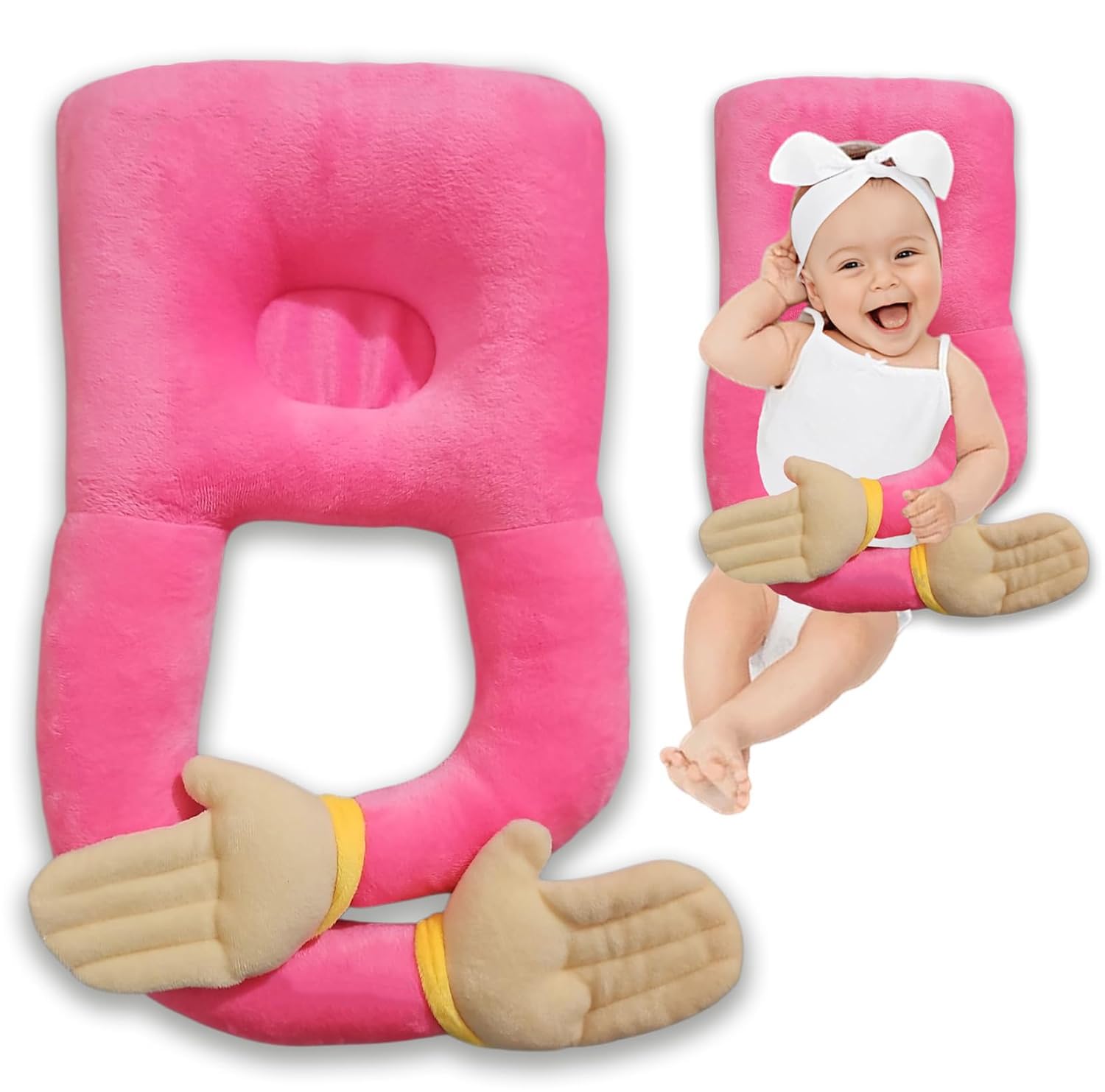 SoftlySpoken Ultra-Comfort Anti-Startle Safe & Mom's Touch Feeling Baby Sleep Pillow with Plush Hands | Cuddle Positioner Plush Calming Hug Positioning Cushion for Head Support-image-32