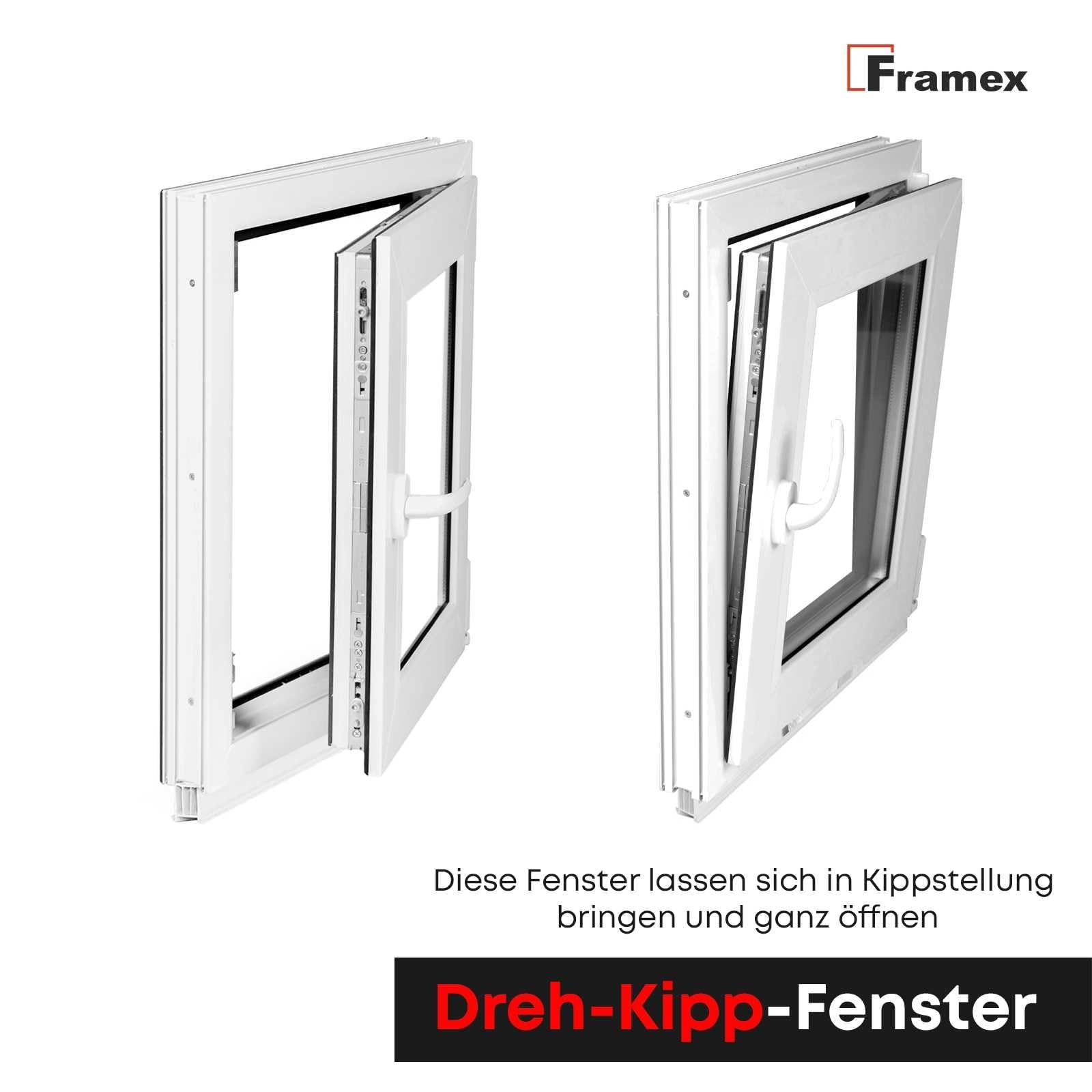 Finestra per cantina in plastica, finestra bianca, larghezza x altezza 40 x 80 cm (400 x 800 mm), vetro doppio (32 mm), ribaltabile, DIN destra - Premium - Tutte le dimensioni