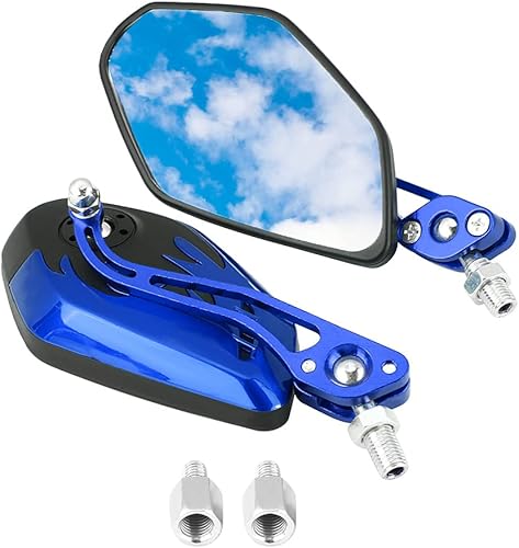 Qiilu Espejo retrovisor de repuesto para motocicleta, 1 par de espejos retrovisores universales de aluminio con patrón de llama con tornillos de disponible en Yaxa Colombia