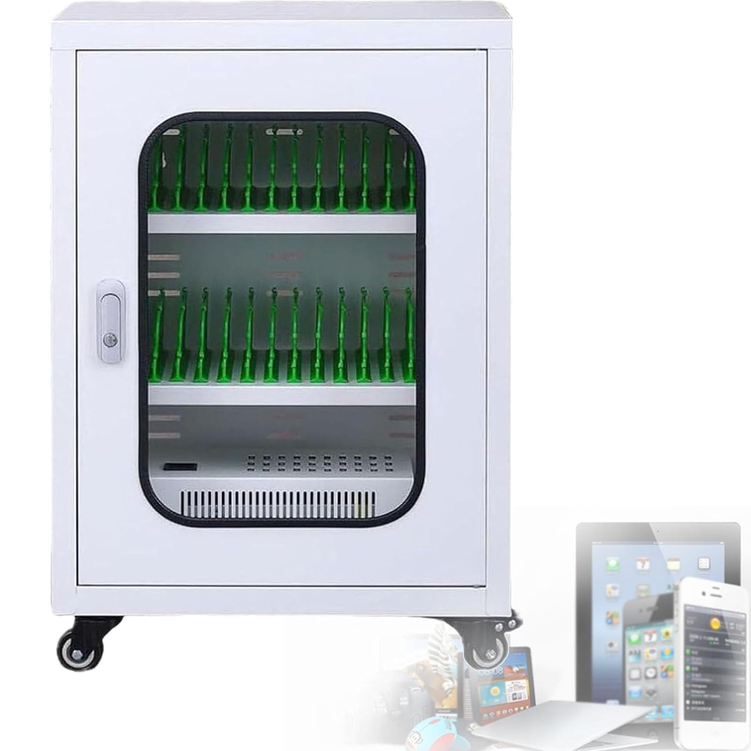 Szafka do ładowania telefonu komórkowego, szafka do ładowania USB, drzwi ze szkła hartowanego, 30-gniazdowe rozwiązanie do ładowania telefonu komórkowego do szkół, biur i przestrzeni publicznych