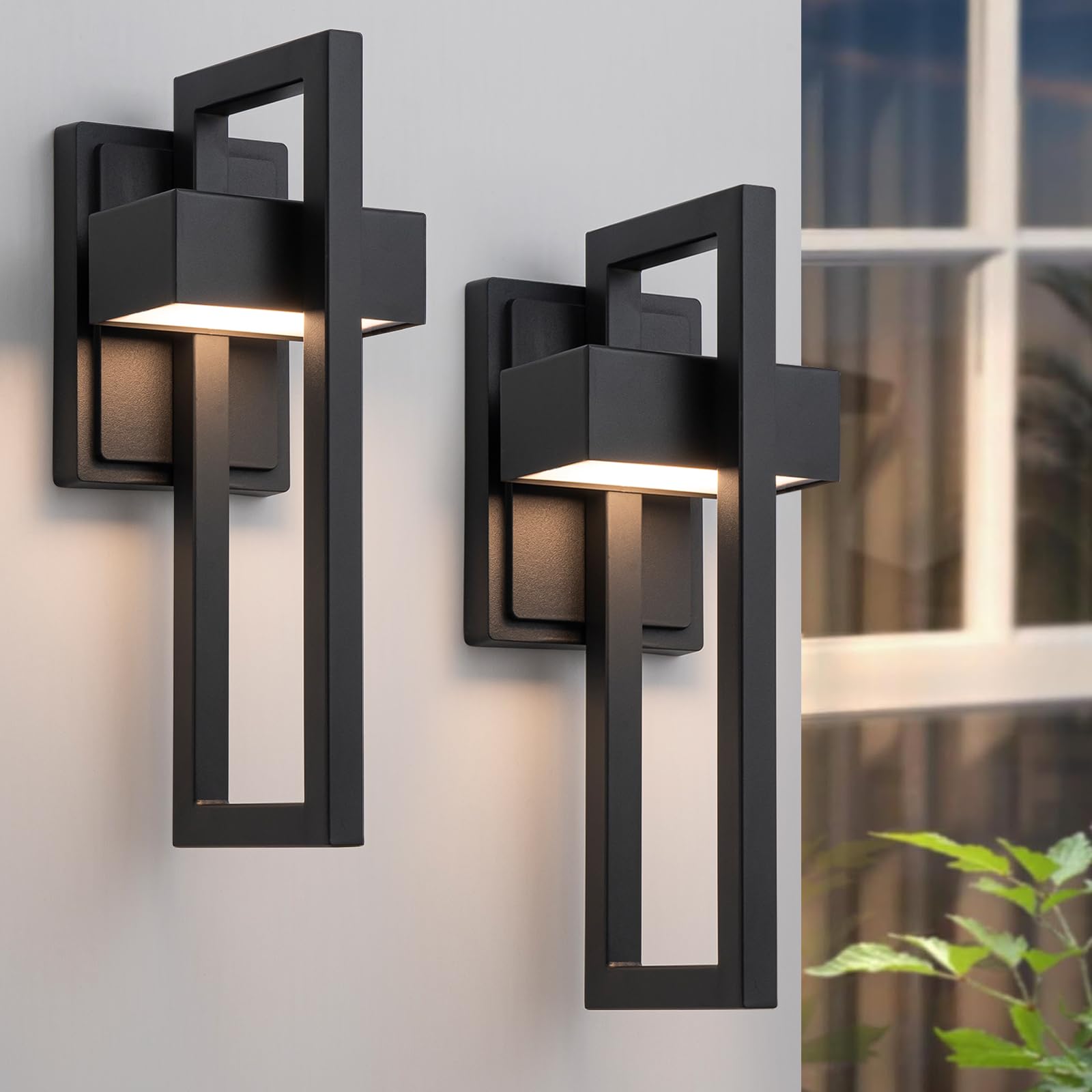 Photo 1 of Easyusahome 2-Pack Modern Outdoor Wall Lights, 15W LED Exterior Lighting