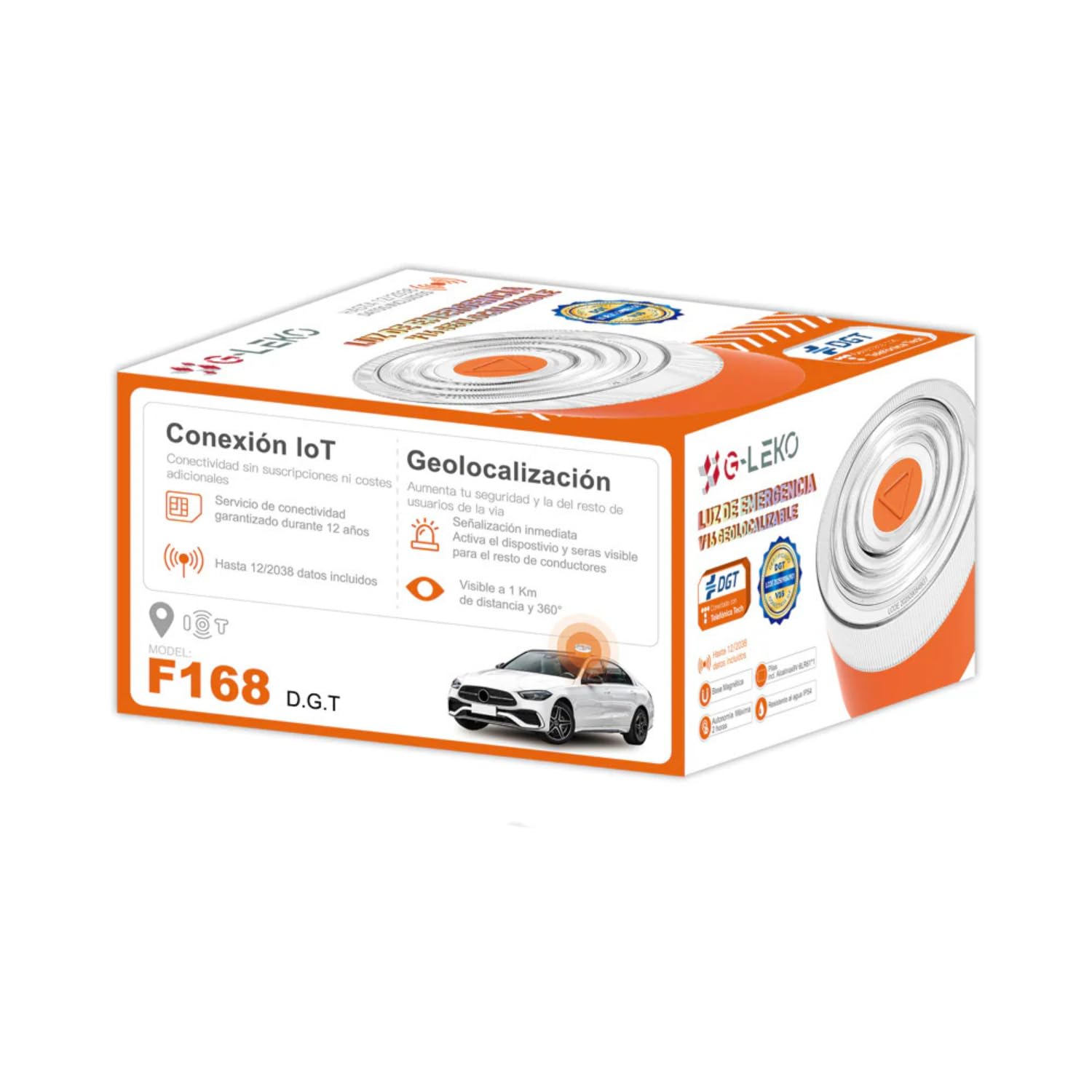 KROWN - Luz Emergencia G-LEKO BalizaV16 Homologada DGT con Geolocalización, Baliza Coche Conectada DGT 3.0, Datos Incluidos hasta 12/2038 (3, G-LEKO)