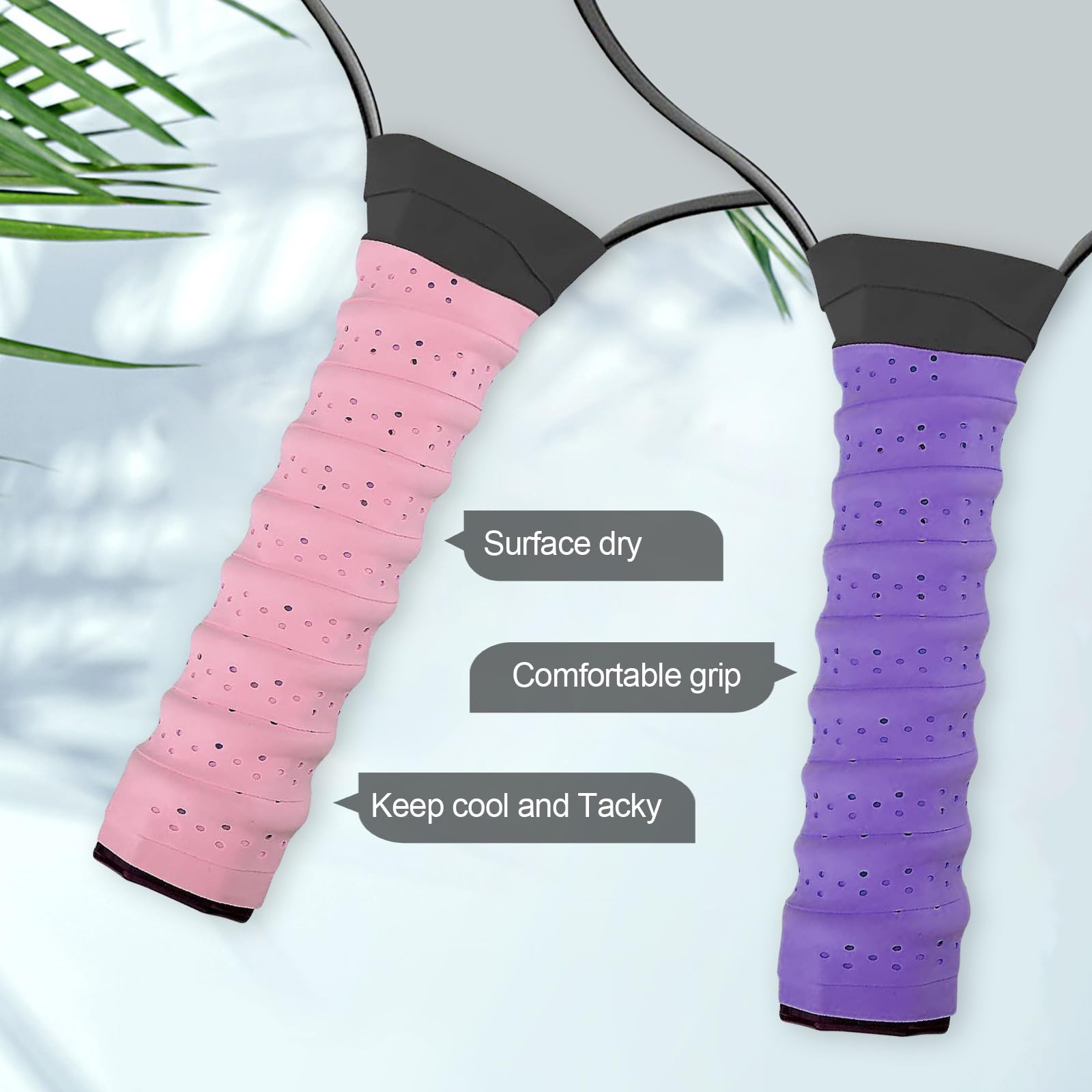 6 Stück Griffband Tennisschläger, Vorgeschnittenes Tennis Griffband, Ersatzband für Badmintonschläger und Squash Schläger (Blau, Lila, Grün, Orange, Rosa, Cyan)