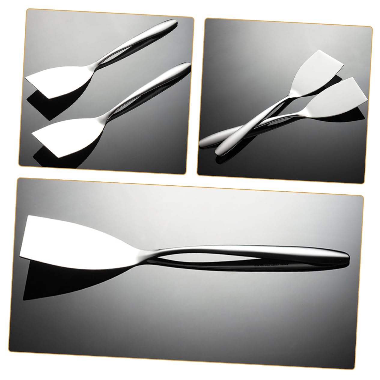 Milisten 2 Set Spatole Inossidabile per Frittura Strumenti Multifunzionali per Bistecch E Facile per Piccole 2 Pezzi*2