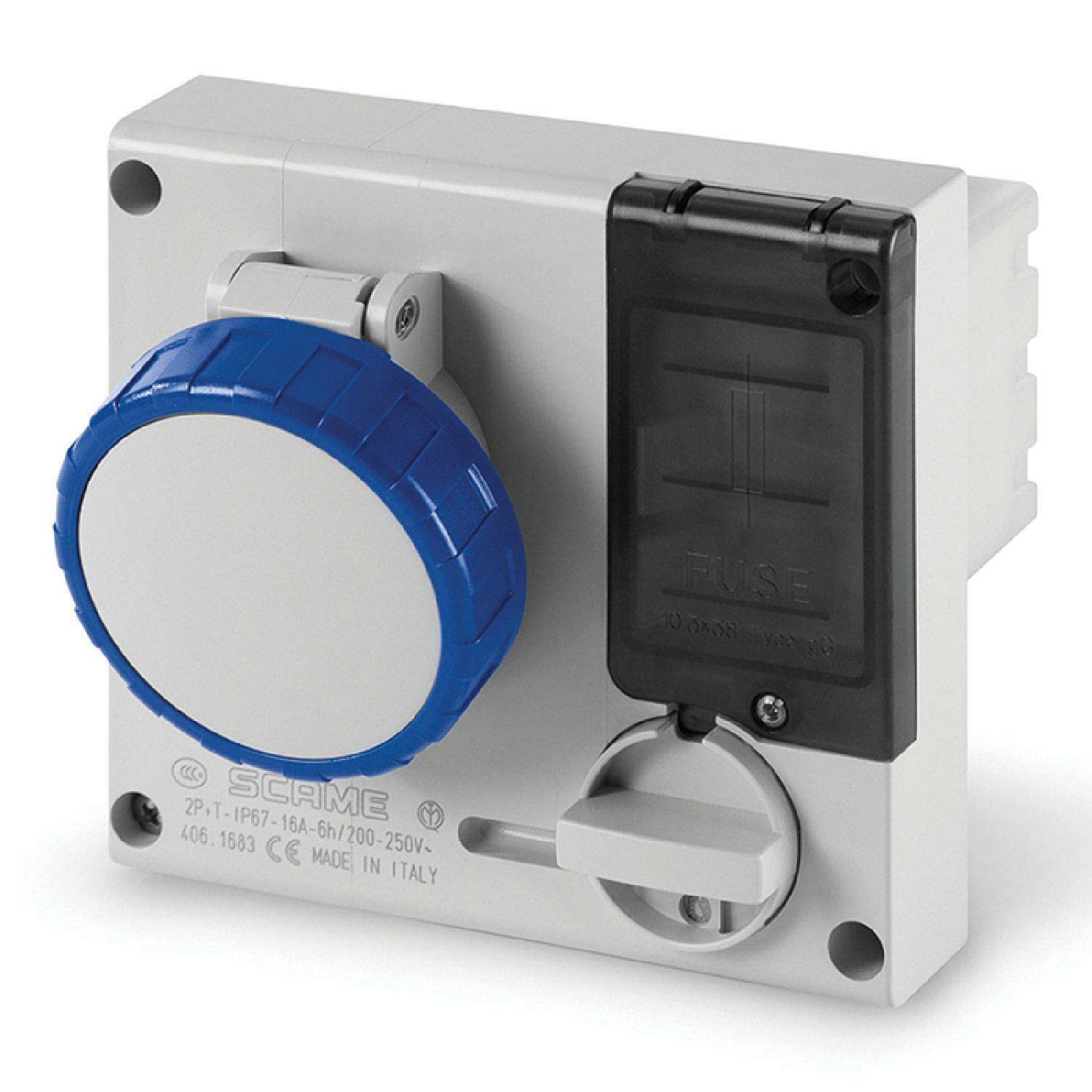 Scame Omnia – Base/S Omnia IP67 2 poli + terra 16 A 200 – 250 V con porta-fusibile