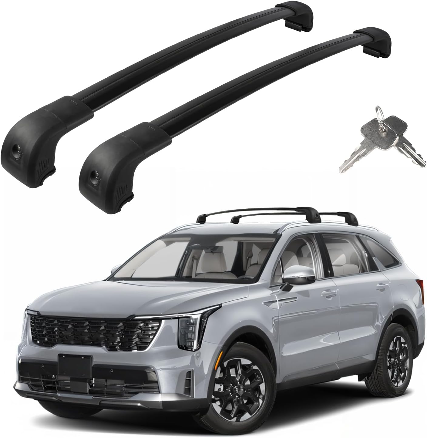 Roof Rack Cross Bars Compatible with Kia Sorento 2021-2026 & Sorento HYBIRD 2021-2026, Adjustable Aluminum Heavy Duty 300 LBS Anti-Theft Lock Cargo Carrier Rooftop Crossbar for Bike,Snowboard,Luggage For Kia Sorento 2021-2026&Sorento HYBIRD 2021-2026