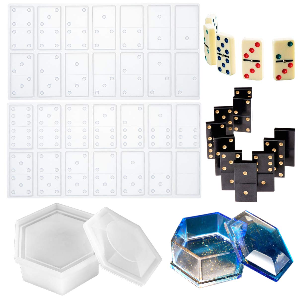 Manooby DIY Resin Dominoes Mirror Surface Silicone Glue Mold Pai Gow Dominoes Silicone Moulds(2#)