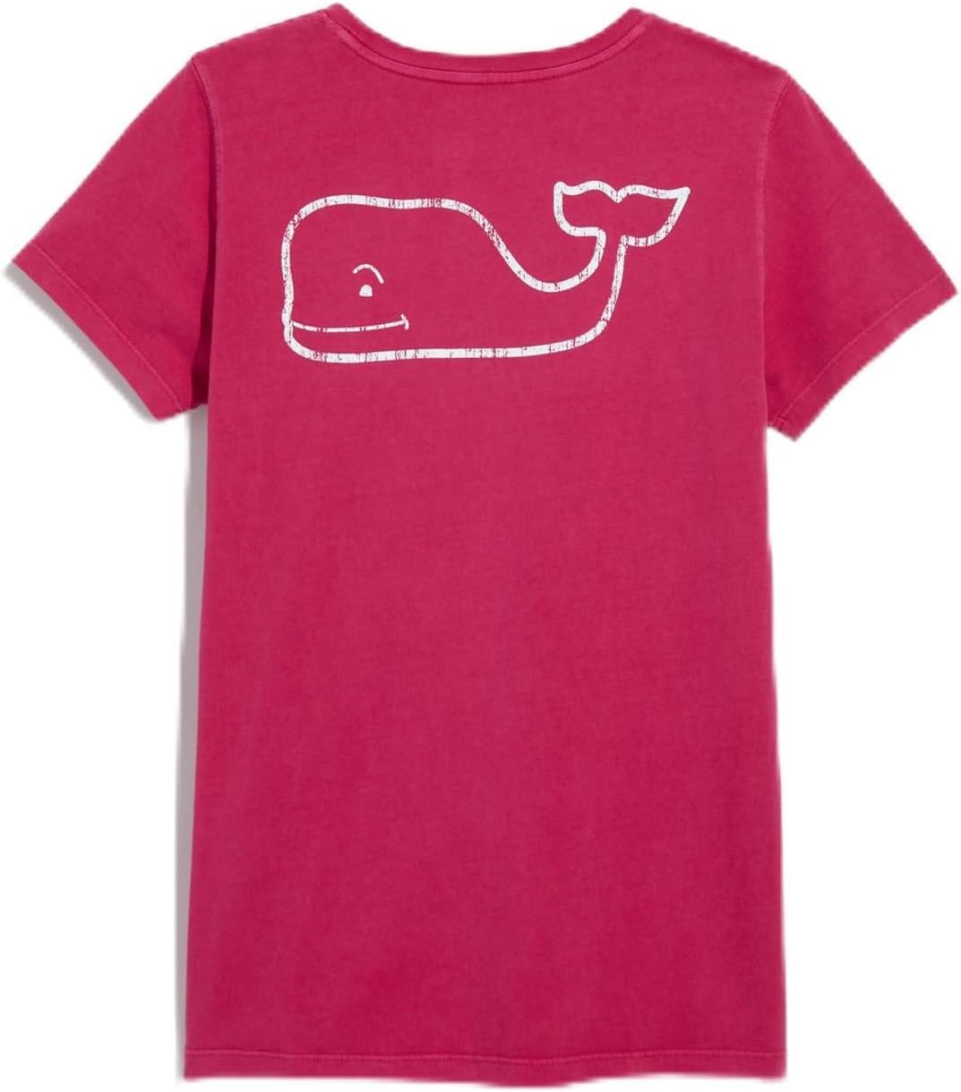 Vineyard Vines Womens Garment-Dyed Vintage Whale Short-Sleeve Pocket Tee