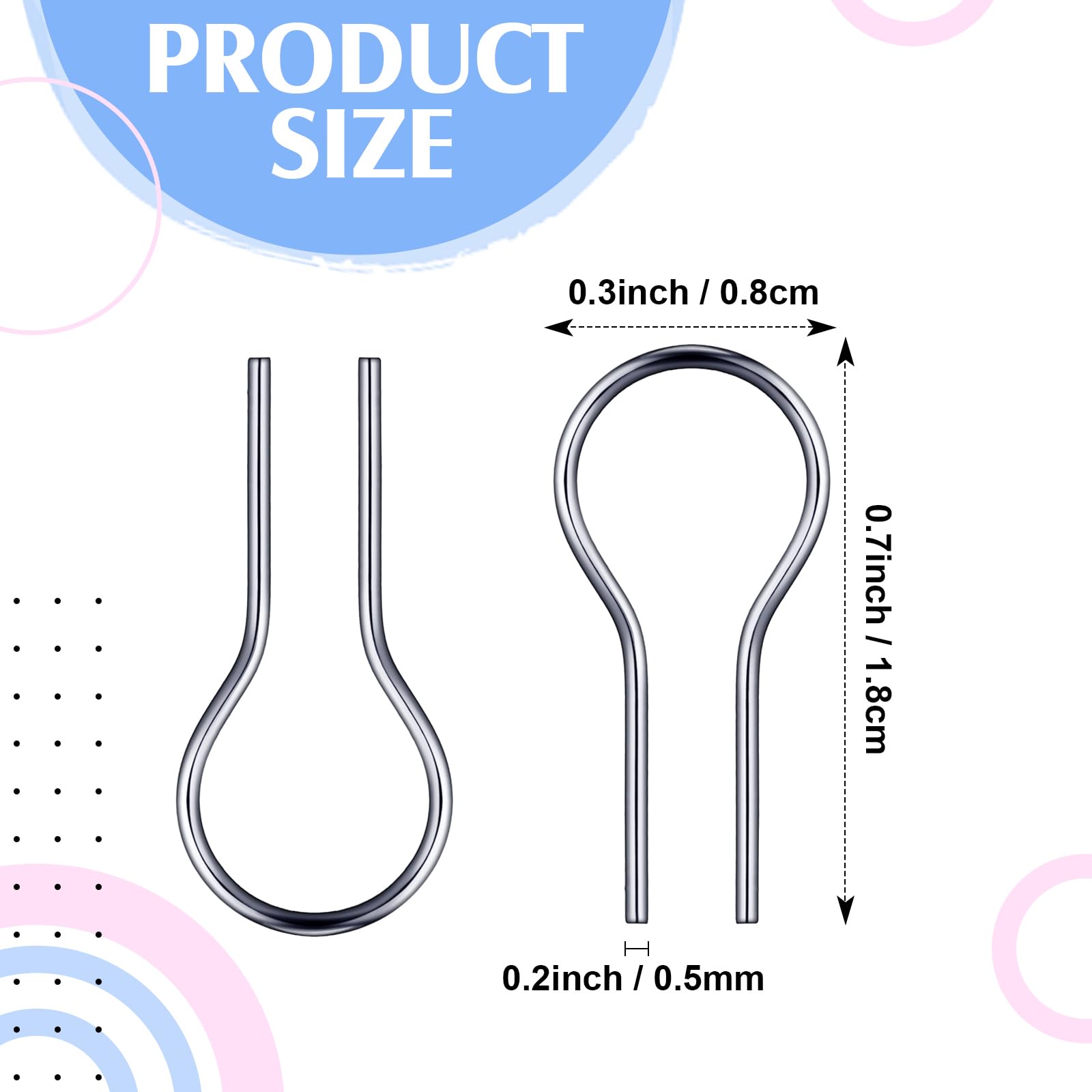 XunYee 100 Pcs High Temperature Nichrome Wire Jump Rings with 1 Plastic Storage Box 0.3 x 0.7 inch R Hanging Burning Needle Nichrome Hooks for DIY Pendant, Ceramic Ornaments, Fusing in Glass
