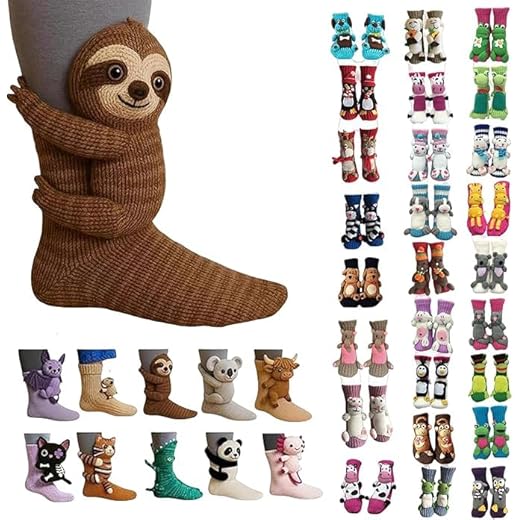 YAOJIWANG Calcetines Mujer Hombre, Divertidos Animales Lindos, Algodon Térmicos Regalos Calcetines Animales 3D Calcetine de punto de cocodrilo, calcetine navideños novedosos de boca ancha 3D