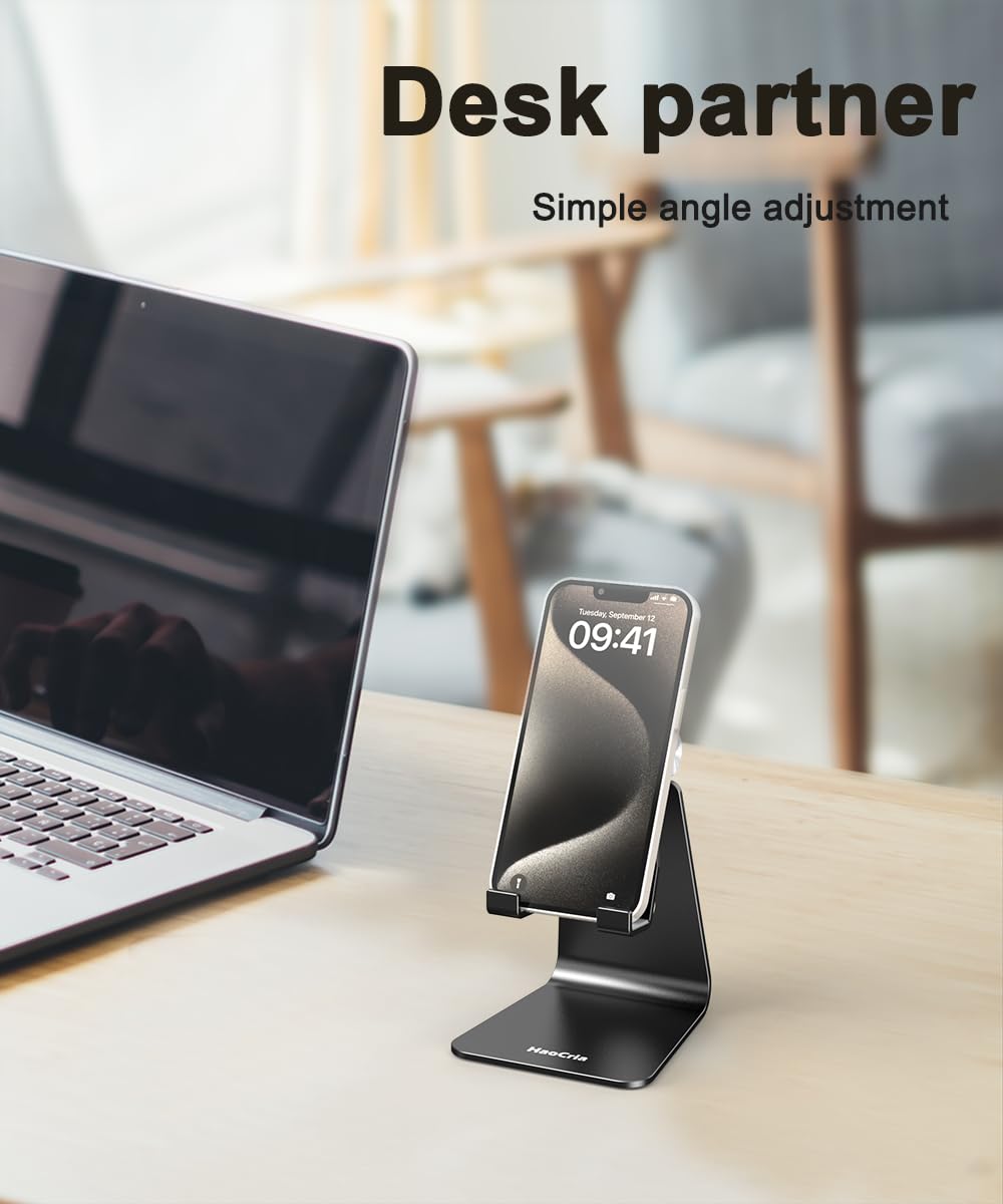 Soporte de teléfono celular para escritorio: soporte ajustable para teléfono, base, soporte de escritorio para iPhone 16, 15, 14, Plus, Pro, Pro Max, 13 12 x XS, teléfonos de 4 a 8 pulgadas,