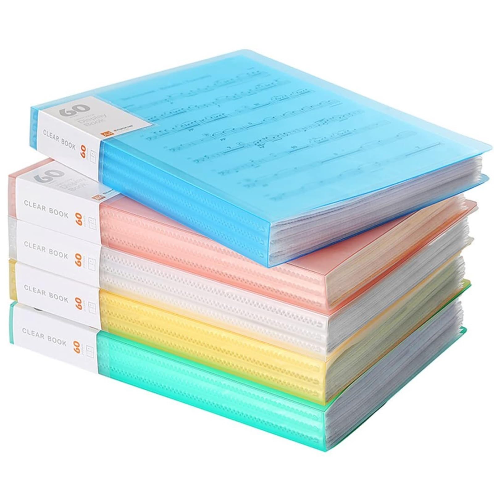 ordner 5er-Pack transparenter Einband for Präsentationen im A4-Format mit 60 Fächern | Dokumentenordner für Schule und Büro