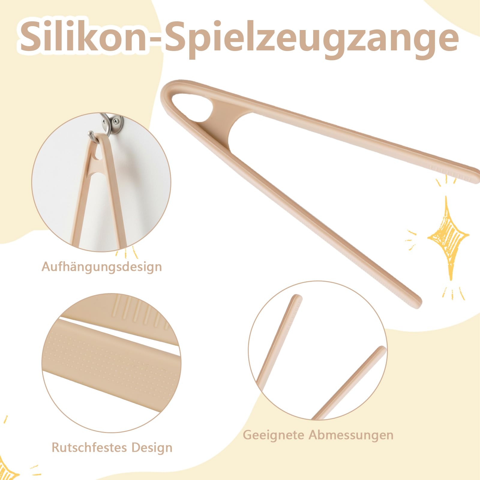 3 x pinces en silicone naturel | Jeu de motricité fine pour enfants | Pinces pour activités de motricité fine | Pinces pour enfants | Convient dès 3 ans | Accessoires Tuff Tray 3 x pinces en silicone naturel | Jeu de motricité fine pour enfants | Pinces pour activités de motricité fine | Pinces pour enfants | Convient dès 3 ans | Accessoires Tuff Tray