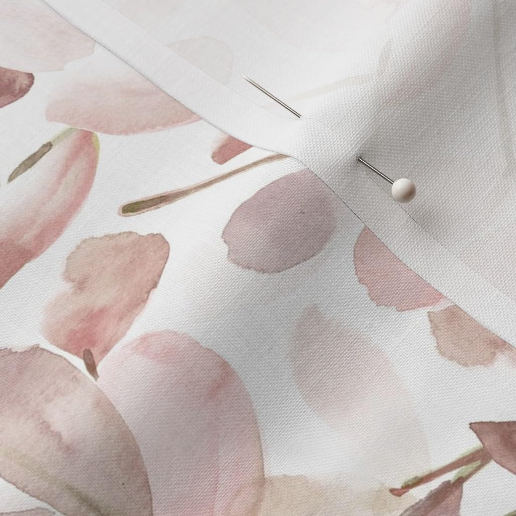 Spoonflower Fabric - Watercolor Floral Pink Blush Taupe Neutral Nature Botanical Printed on Petal Signature Cotton Fabric by The Yard - Sewing Quilting Apparel Crafts Decor