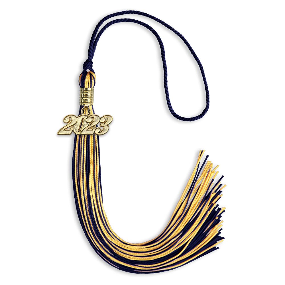Endea Graduation Mixed Double Color Tassel with Gold Date Drop (Navy Blue/Gold, 2023)