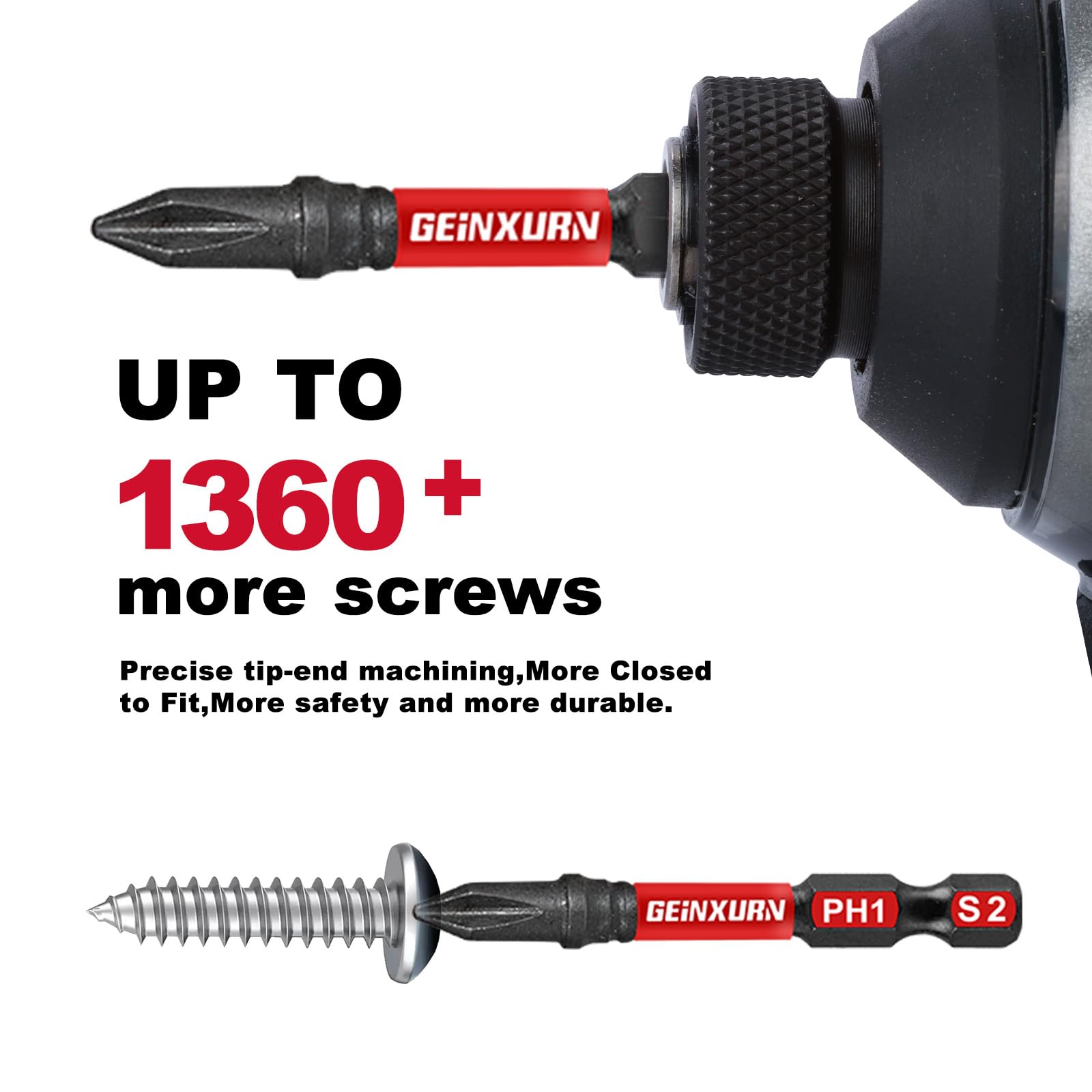 Geinxurn Juego de 71 puntas de destornillador de impacto, puntas magnéticas de acero S2 con soporte para brocas de impacto con caja de almacenamiento