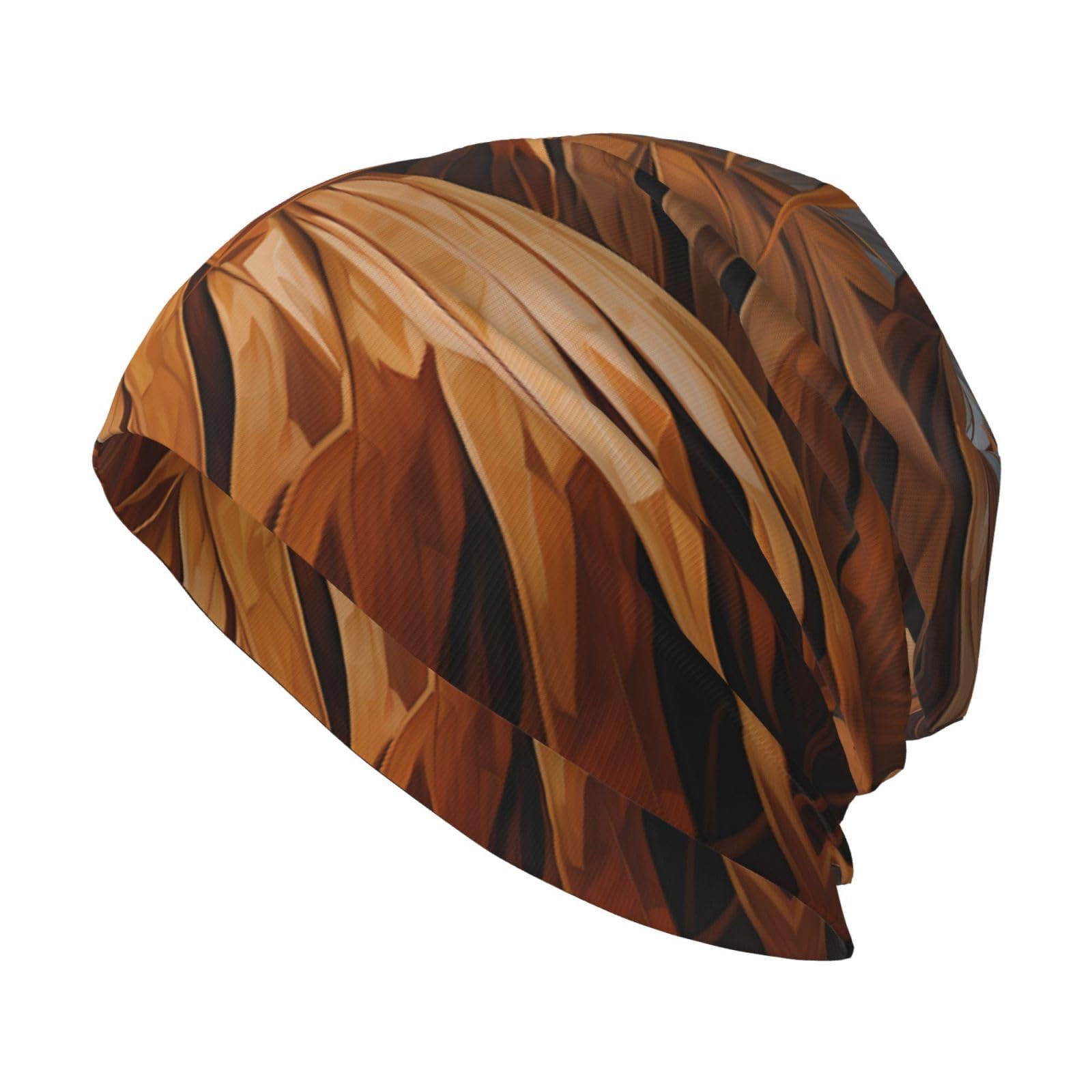 Dark Brown Palm Leaves Printed Warm Knit Hat: Easily Matched for Home, Everyday Wear, Travel, and Skiing