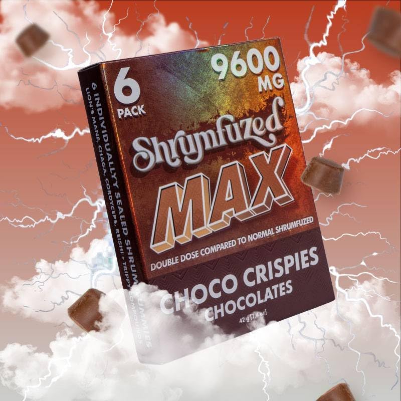 Gomitas nootrópicas patentadas de Shrumfuzed MAX, 9600 mg - Mezcla de hongos nootrópicos de melena de león, reishi, chaga y cordycep (6,