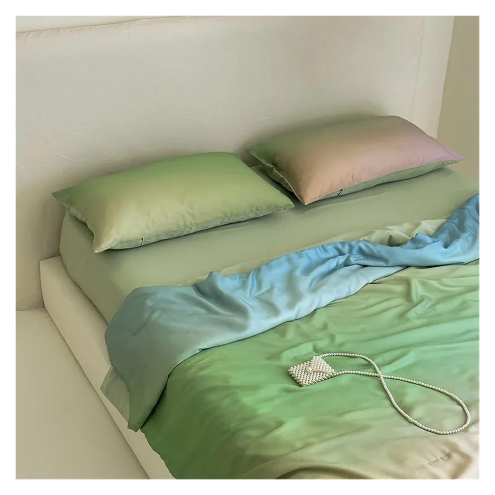 ADovz 4 pezzi queen size morbido setoso raffreddamento morbido trapuntato estivo piumino piatto lenzuolo 2 fodere Compatible with cuscini coperta sfumata viola,Lenzuola