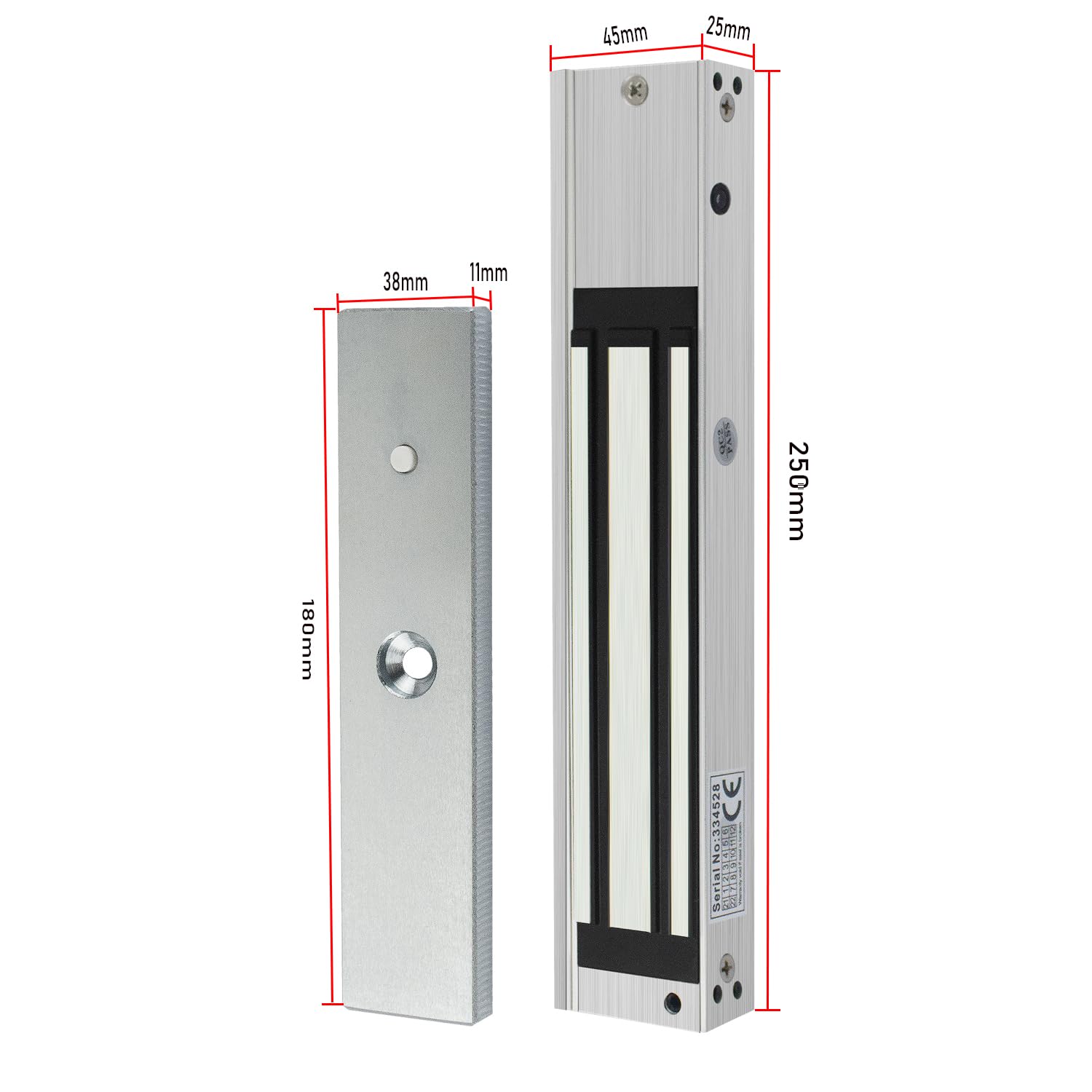 wasserdichte magnetische Schloss 280kg 600lbs elektromagnetische Schlösser für Zugangskontrollsystem Host Controller Tür Zugangsschlösser NC-Modus, Gebürstete Oberfläche