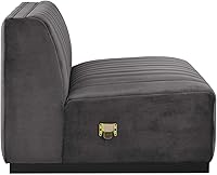 Vista 4 de Modway Conjure - Sofá seccional tapizado de terciopelo de alto rendimiento, con canal, silla sin brazos en negro y gris