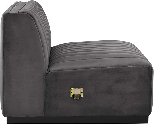 Miniatura 4 de Modway Conjure Channel - Sofá modular tapizado de terciopelo de alto rendimiento sin brazos en negro y gris