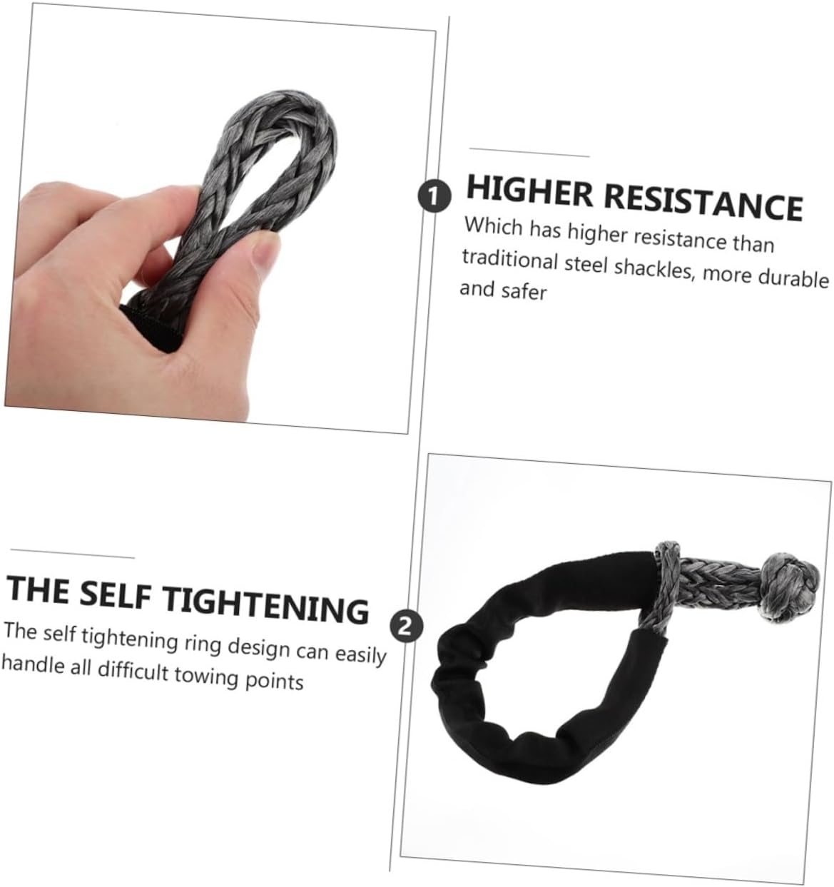 Zerodeko Synthetic Polyethylene Towing Recovery Strap Soft Shackle 1 Pc Sturdy Winch Cable for-Road Vehicles Suitable for Car Towing and Recovery Operations Random Color