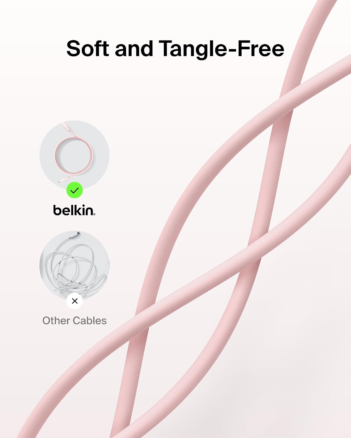 Belkin Eco USB C to USB C 60W Braided Cable 3.3ft iPhone Charger Cord image 5