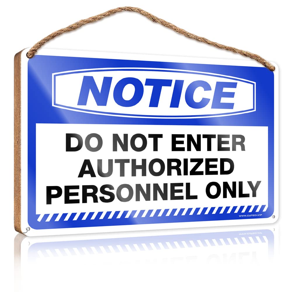 DTHA Funny Hanging Sign Notice Do Not Enter Authorized Personnel Only Wooden Sign Wooden Home Sign Teen Room Decor(23X35CM)