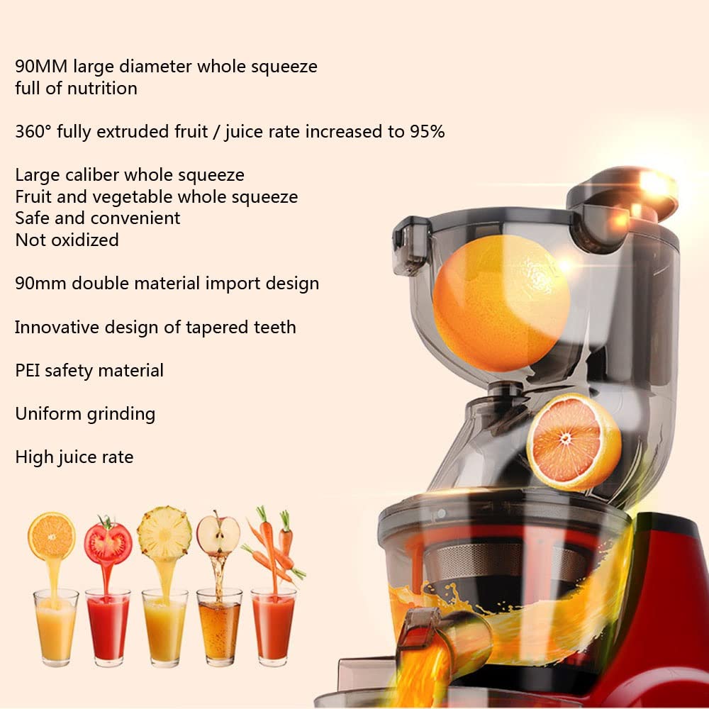 MIIKHI Slow Masticating Juicer Extractor Big Mouth Vertical Cold Press Juicer Machine for High Nutrient Fresh Vegetable and Fruit Juice Extractor Quiet High Yield Anti-Oxidation