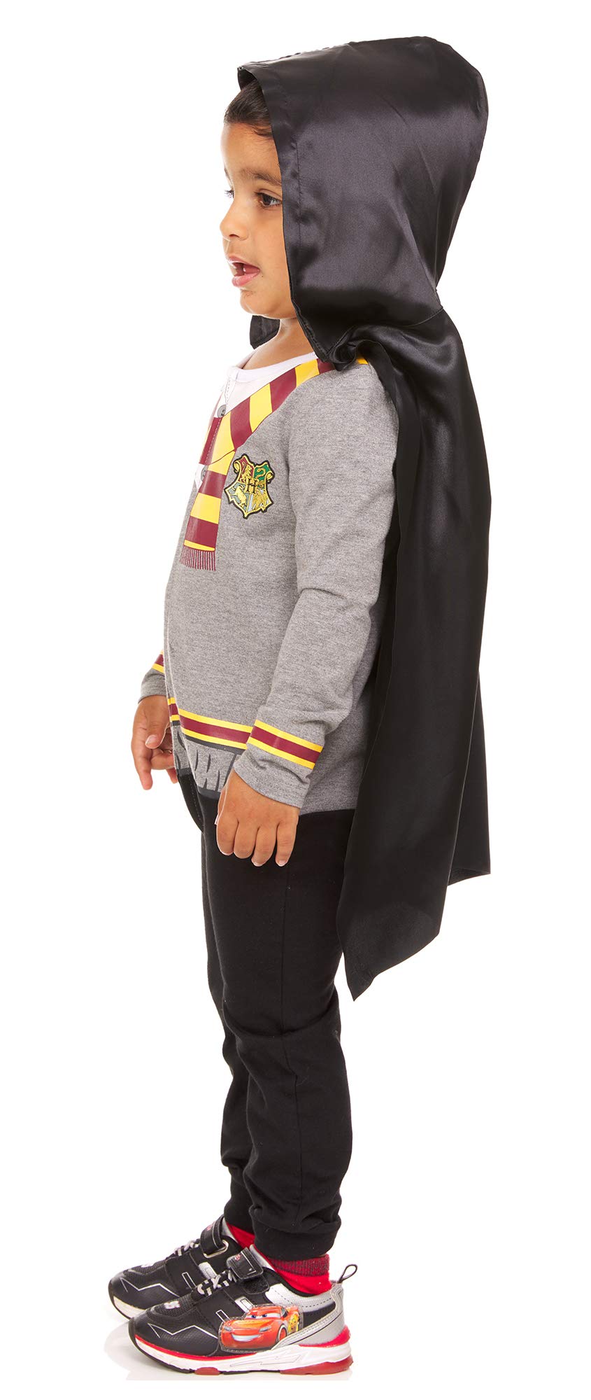 Harry Potter Infant Baby Boy Costume Romper Bodysuit and Hooded Cape Baby Cosplay Set(Grey/Yellow/Red, 3-6 Months)