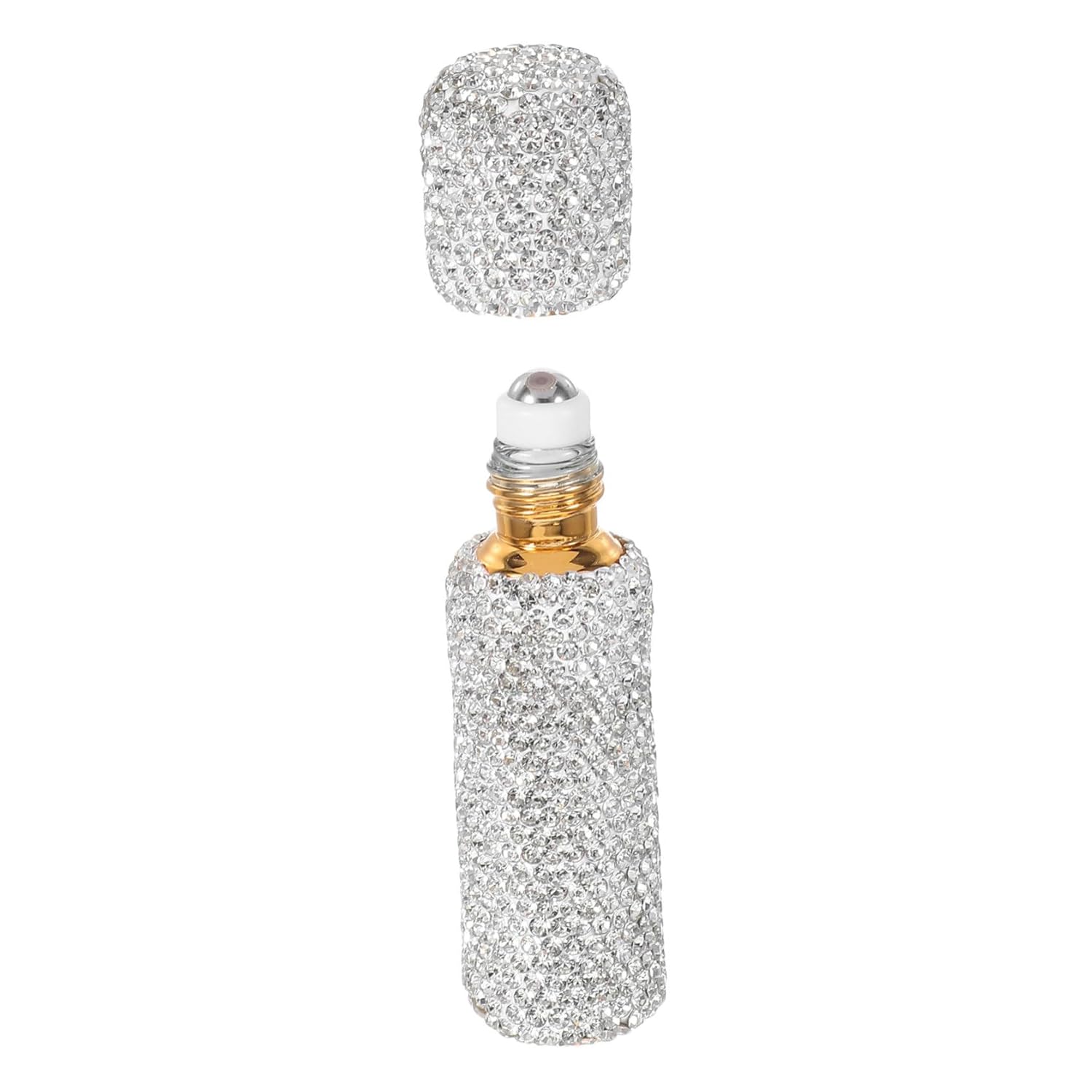Beaupretty Portable Rhinestone Refillable Essential Oil Roller Bottles Travel Containers with Roller Ball UV Protection for Perfume Decanting and Womens Luxury
